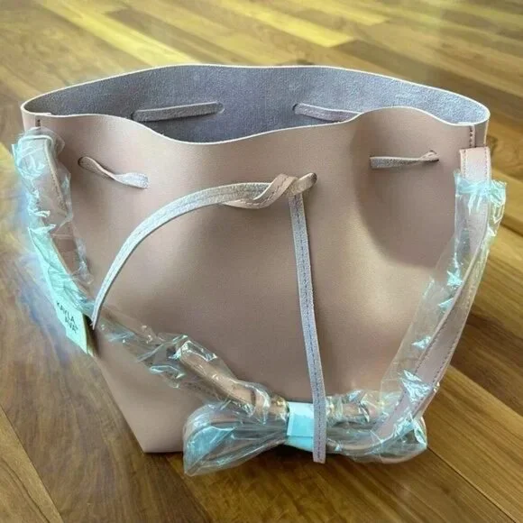 NWT Kayla + Ava | Women’s dusty rose crossbody bow tie bucket bag, vegan leather - Picture 9 of 11